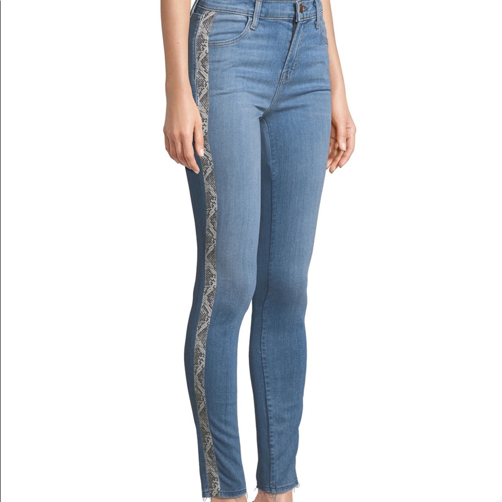J Brand Maria High-Rise Skinny Jeans with Snake-Print Panels